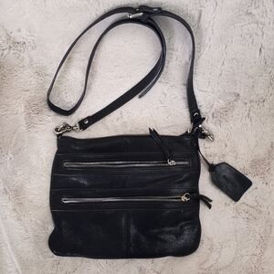 Chocolat Blu Leather Crossbody Boho Moto Casual Black Bag with adjustable strap